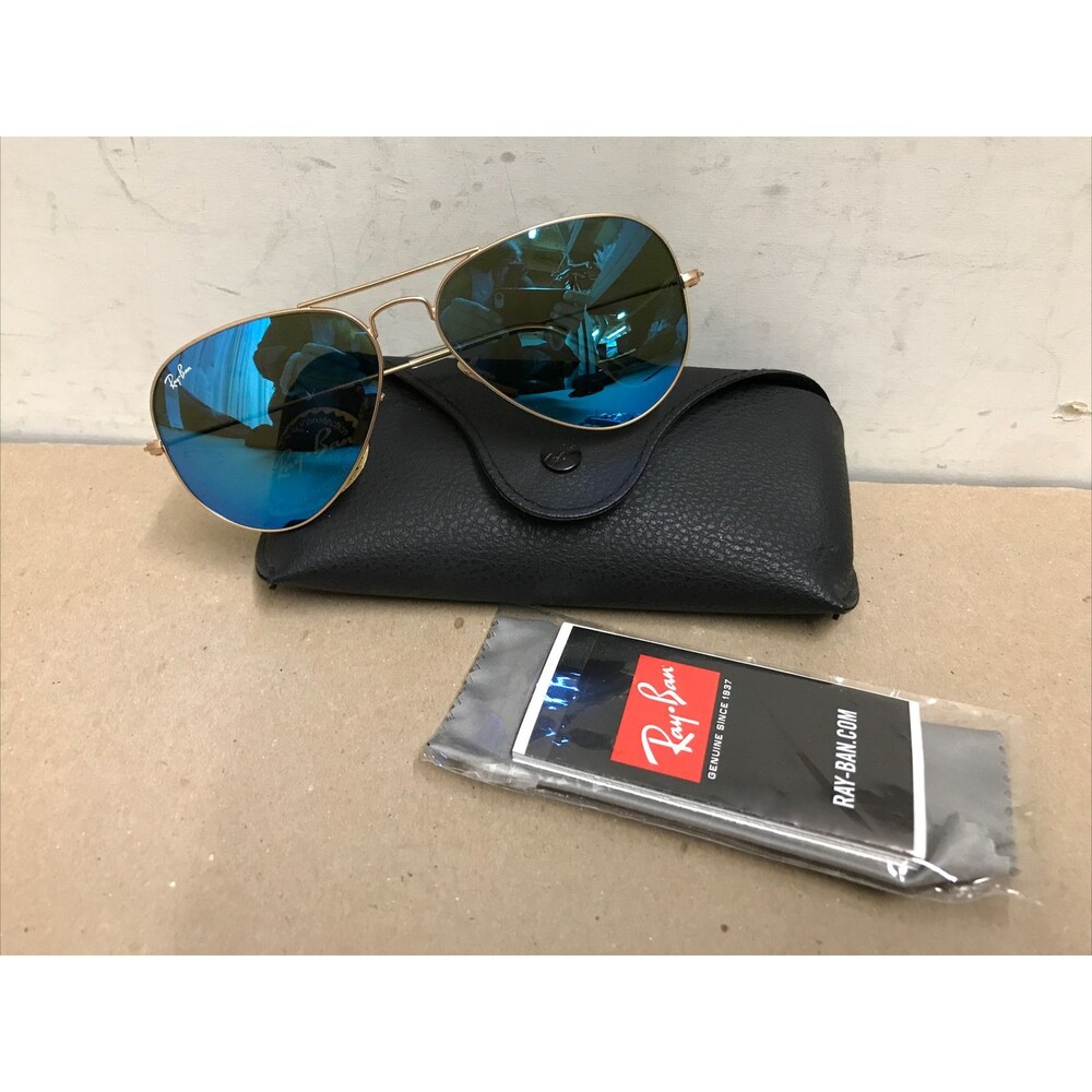 Ray Ban Large Gold Frame Green Mirror Aviator Sunglasses Unisex